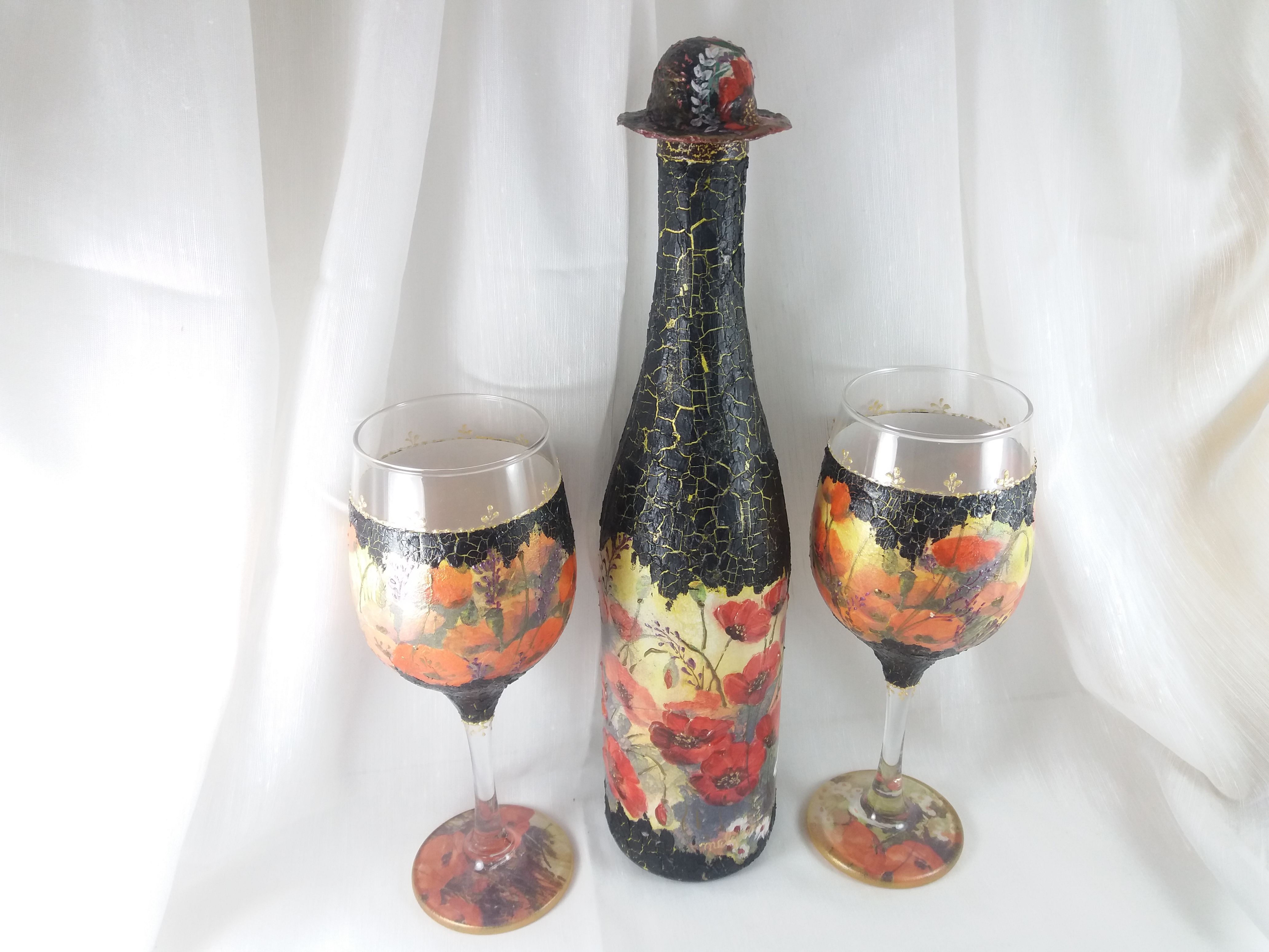 Sticla cu vin, personalizata handmade unicat